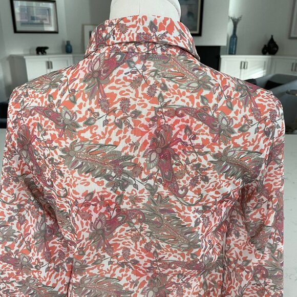 Daily Sports Born In Sweden LS 1/4 Snap Paisley Print Blouse Multi Color Sz M - Picture 6 of 9